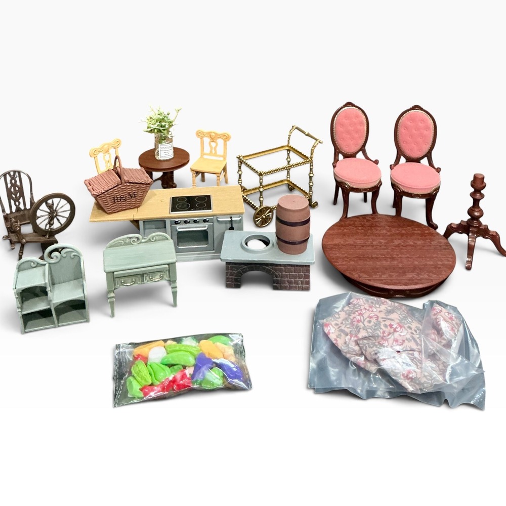 RE-MENT Lundby Miniature‎ Furniture Lot 19pc Calico Critters Sylvanian Dollhouse